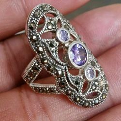 The Jewelry. Ring 925 Silver Sterling Europa Purple Quartz Mesquite .Size 6# .