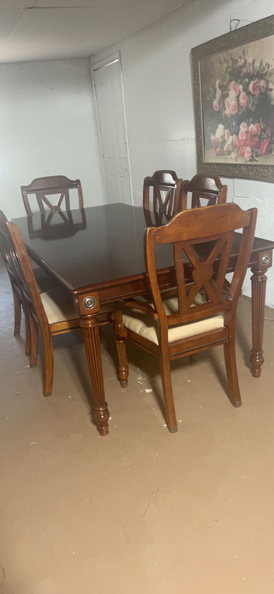 Dining Table 6 Chairs Wood Solid 