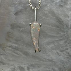 Moss Sided Teardrop Lightning Ridge Opal Handmade Fashion Necklace