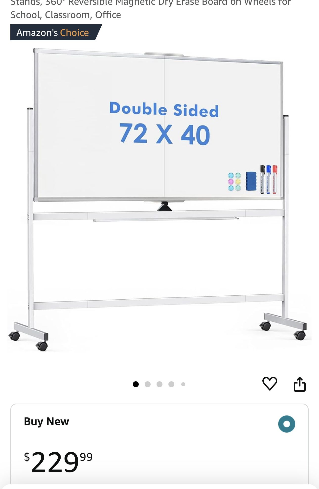 Double Sided Rolling Whiteboard 72 x 40 Large White Board with Stands Electrical equipment Supplies