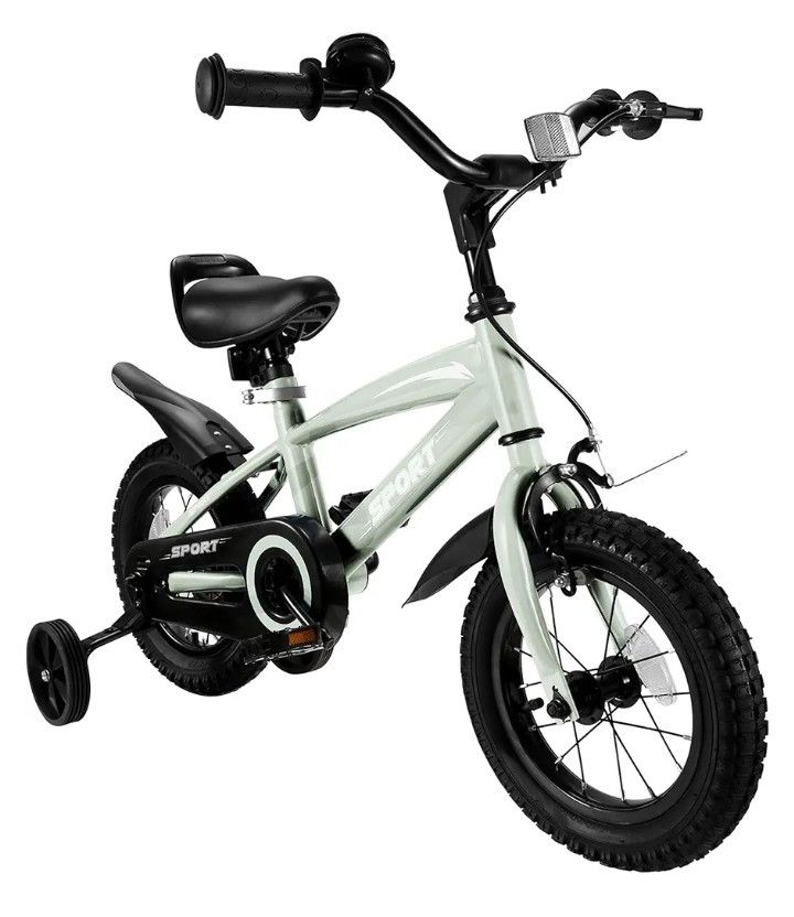 Kids Bike 12 Inch for Boys Girls Mint Gray