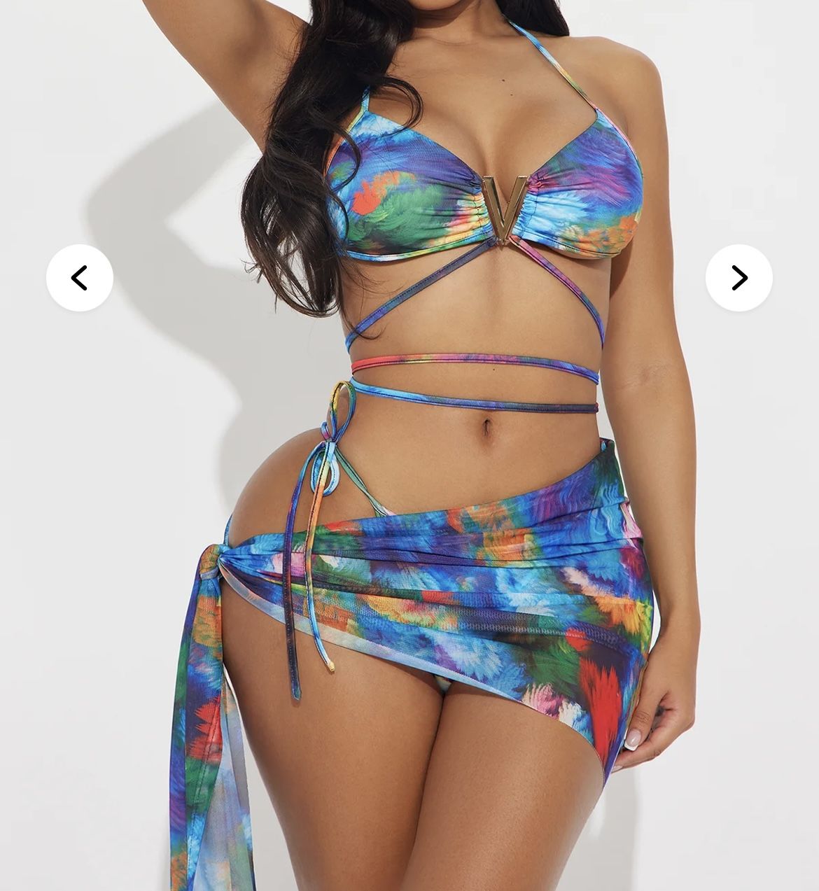 Island Wonder 3 Piece Bikini Set - Multi Color