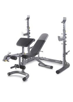 Weider XRS 20 weight bench and rack, Cap 110 pound Olympic weight set (all brand new in box)