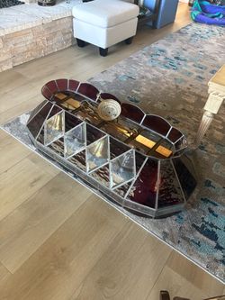 Vintage Stained Glass Billiard Pool Table Light Fixture