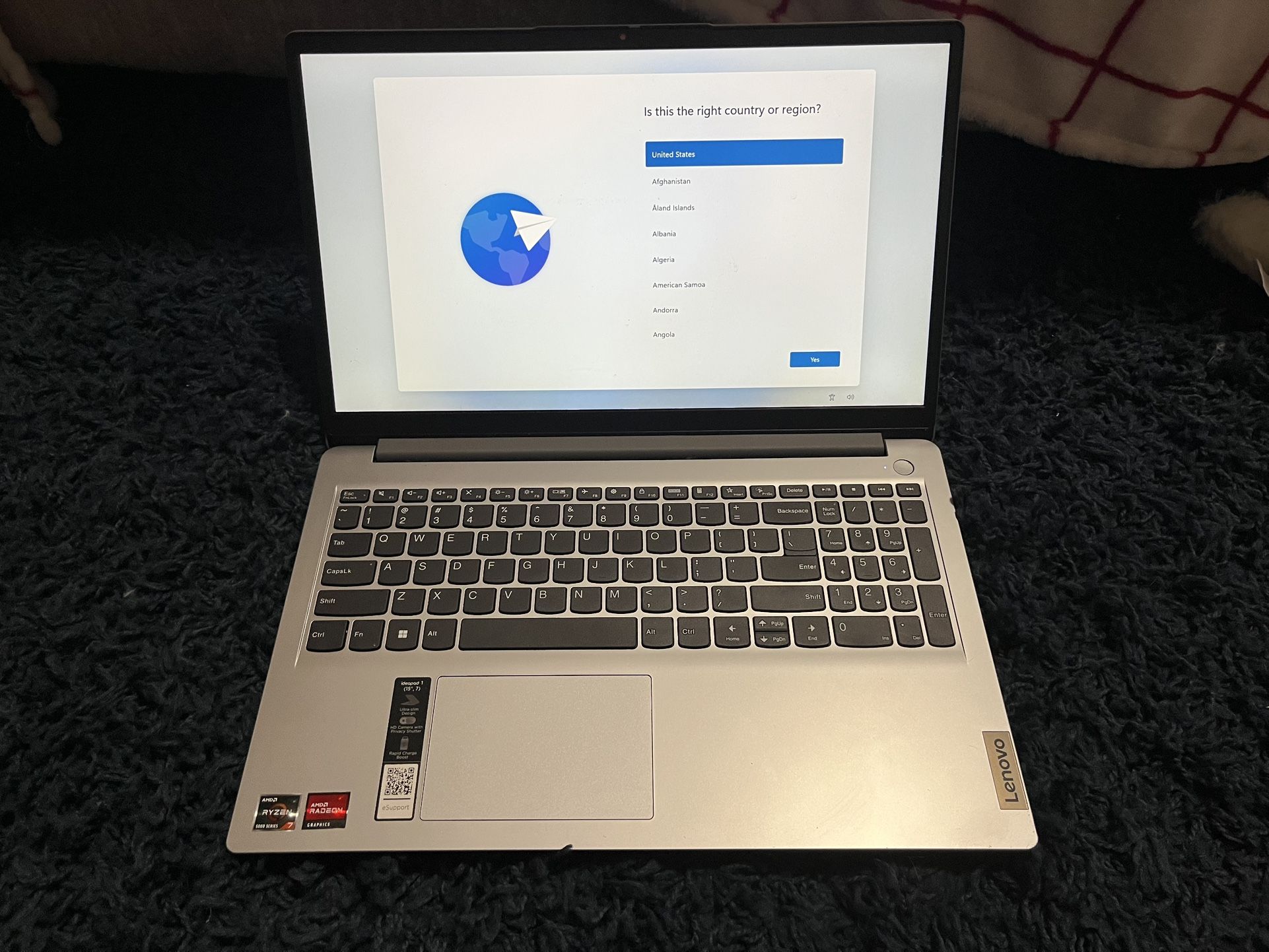 Lenovo Ideapad 15.6” Laptop, Ryzen 7 5700U, 16GB, 512GB SSD