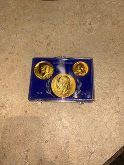 1(contact info removed) US Bicentennial 3-Coin 24k Gold Plated Set