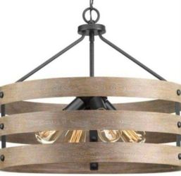 Progress Lighting Gulliver Collection 21-1/2 in. 4-Light Graphite Farmhouse Drum Pendant 