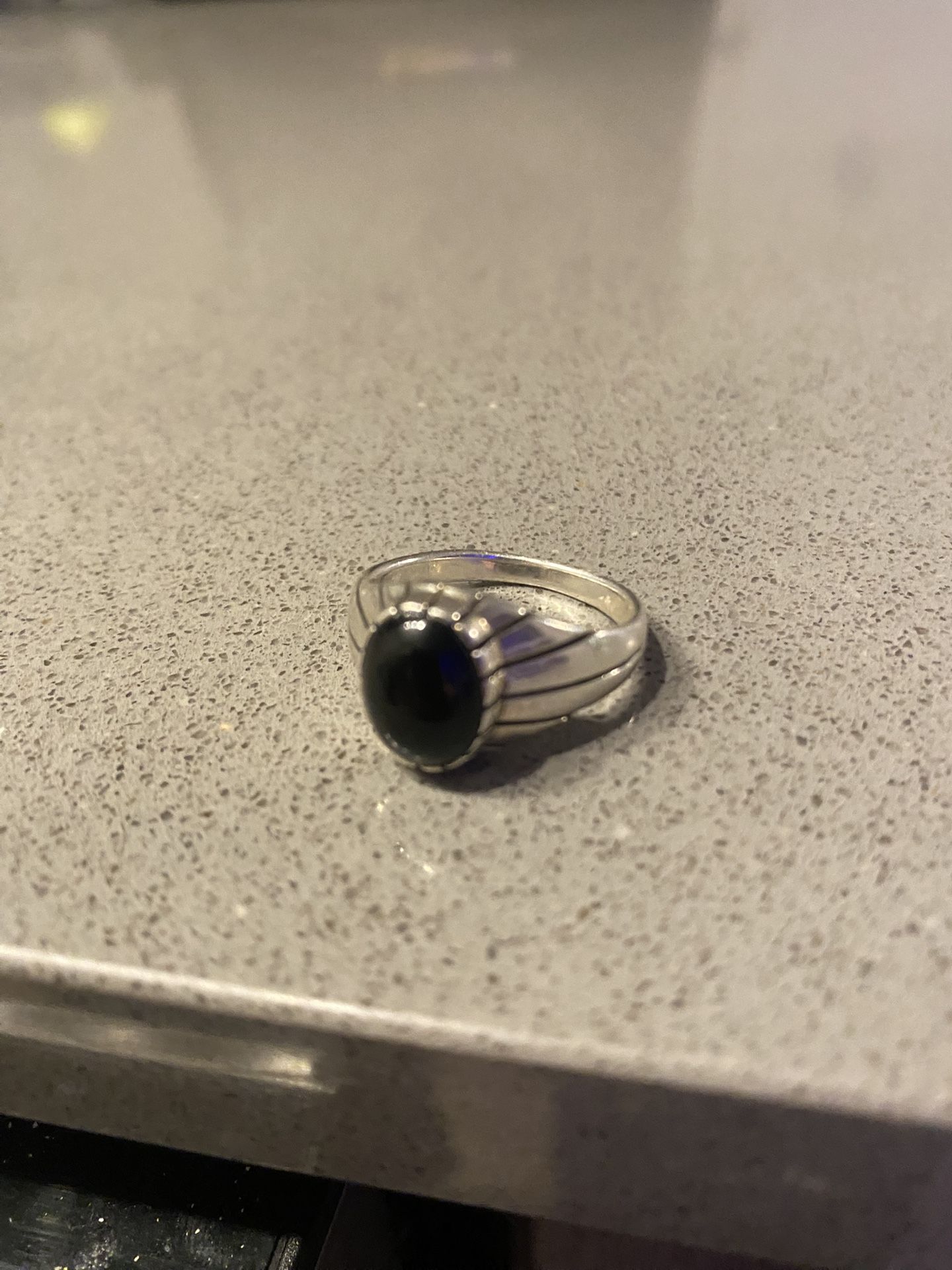 Sterling Silver Size 8 Onyx Ring