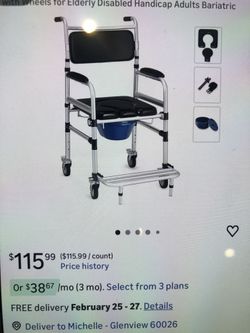 NEW Shower commode wheelchair seniors disabled disability equipment