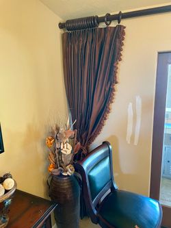 Custom Lined Decorative Curtains & Rod