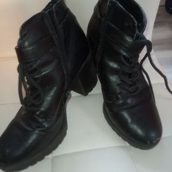 Punk Black Leather Booties 
