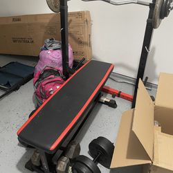 Weight Bench Workout Equipment And Stationary Bike 