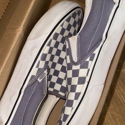 Pale Purple checkered slip on Vans 