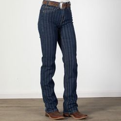 Rock & Roll Denim High-Rise Boocut Stacked In Stripes Jeans
