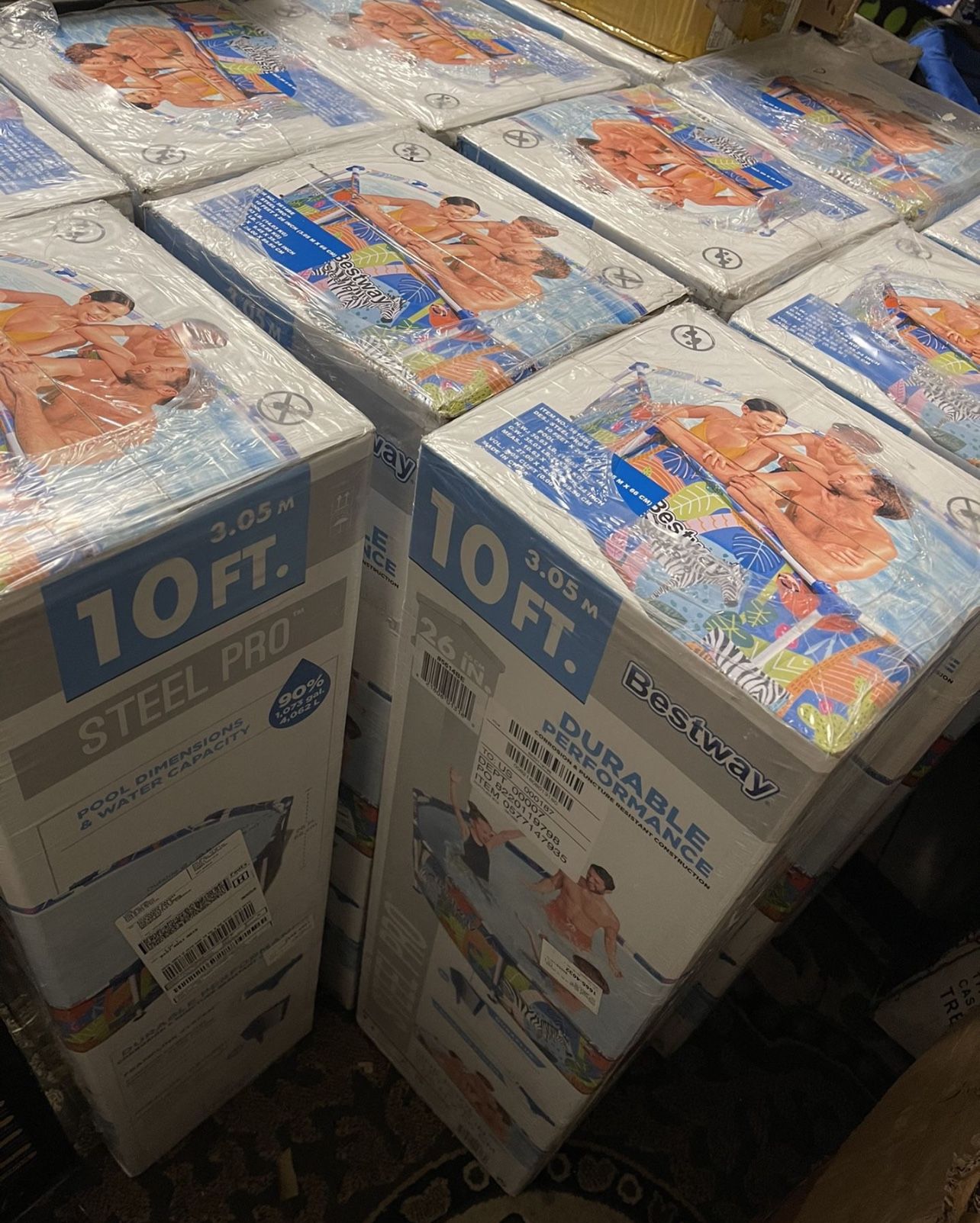 BRAND NEW Bestway Steel Pro Above Ground Swimming Pool, Round 10 ft. x 26 in. with Wild Safari Print $50 Each!!!