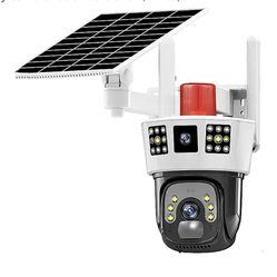 Solar Camera WiFi V380 Solar Monitor 360 Degree Mobile Phone Remote Outdoor Night Vision Panoramic Home High Definition Battery Camera 1080P Card 32G（