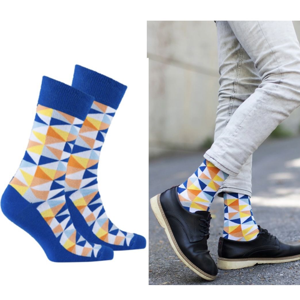 NWT Daniel Cremieux mens cobalt triangle colorful soft socks