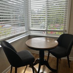 Round Bistro Table + 2 Upholstered Chairs 