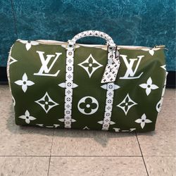 Louis Vuitton Bandouliere 50 Green Khaki Giant Flower