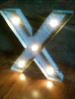 "X" Metal antique style lighted wall hanging sign letter