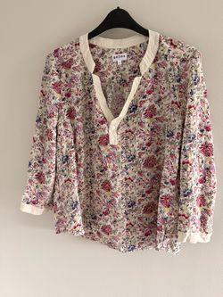 ora 100% Silk Floral Print Blouse - Made in England - Size 10