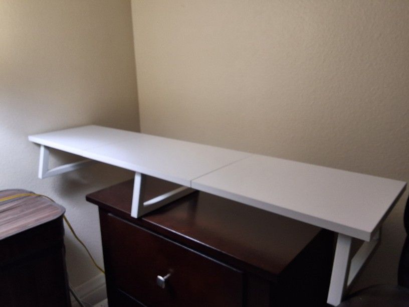 TEAMIX White Dual Monitor Riser for 2 Monitors-42inch, Wood Desktop Dual Stand with Metal