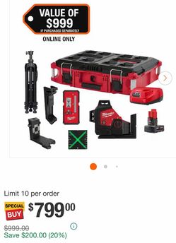 M12 12-Volt Lithium-ion Cordless Green 250 ft. 3-Plane Laser Level PACKOUT Kit