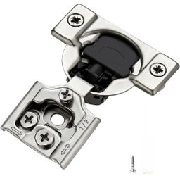 Ravinte 60 Pack 30 Pair 1/2 inch Overlay Soft Close Hidden Door Hinges for Kitchen Stainless Steel Adjustable Satin Nickel