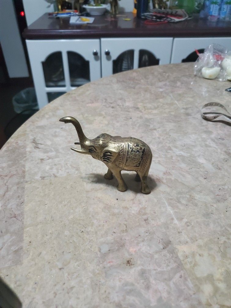 Vintage Small Solid Brass Elephant