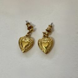 10k Gold Plated Heart “Locket” Earrings