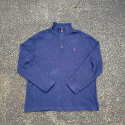 Polo Ralph Lauren navy blue quarter zip sweatshirt Size XL #preppy #loungewear