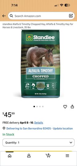 standlee Alalfa & Timothy Chopped Hay, Alfalfa & Timothy Hay for Horses & Livestock, 35 lbs