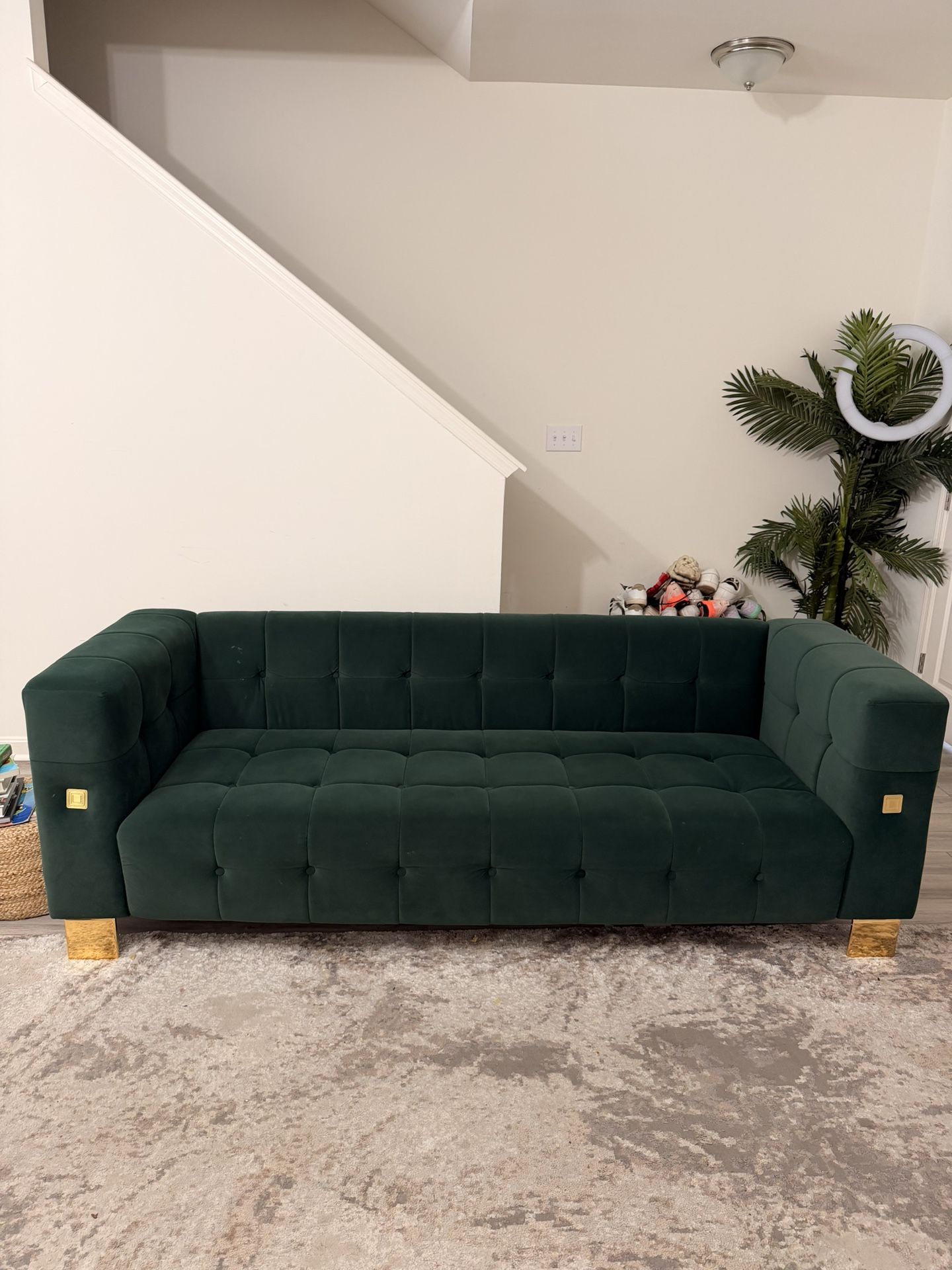 Green velvet sofa 