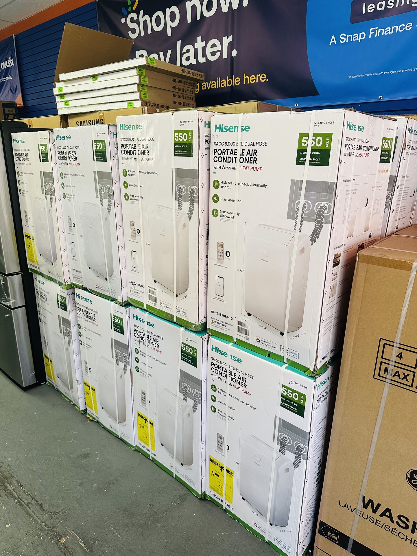 Hisense Portable AC 550SQ 8,000BTU 4 MODES DUAL HOSES