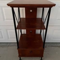 Wooden Storage Shelf Cabinet with Heavy Duty Metal Frame 