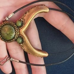 Jade And Leather Necklace