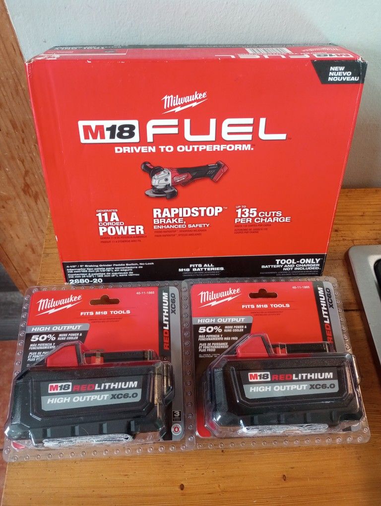 Milwaukee grinder & batteries