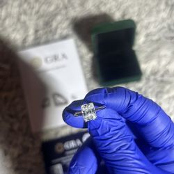 3 Ct Lab Diamond Radiant Cut Solitaire Ring 14k White Gold