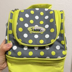 THE FRIDGE insulated lunch cooler bag grey yellow polka dot