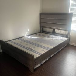 Queen Mattress, Frame, Headboard 
