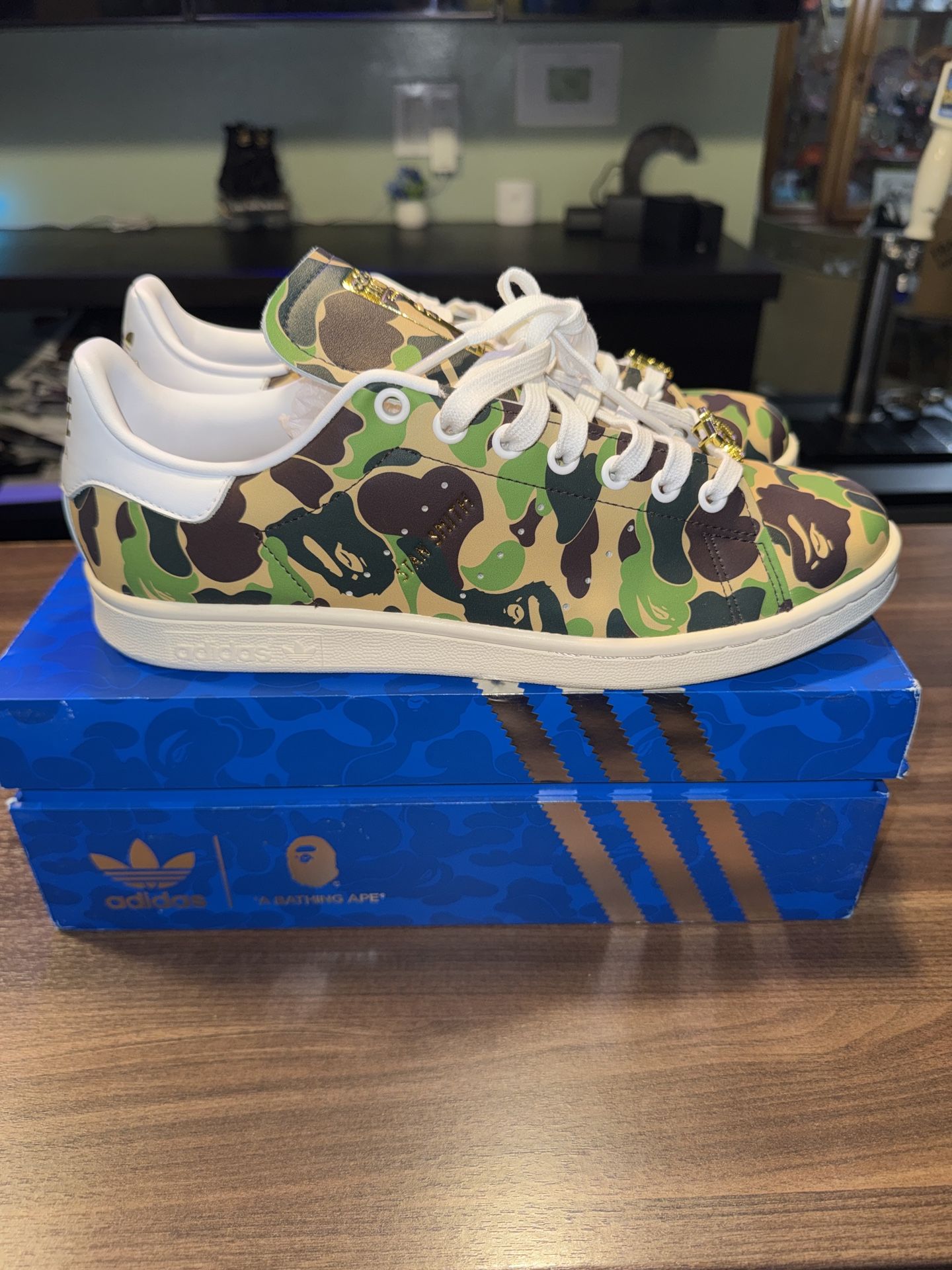 Adidas x BAPE Stan Smith 30th Anniversary β Green Camo β Size 9 β New in Box ππ
