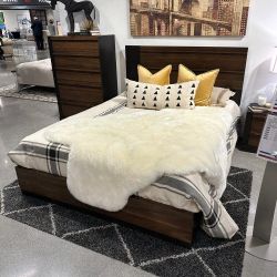 Azalia Black And Walnut Bedroom Set Queen or King Bed Dresser Nightstand and Mirror Chest Options 