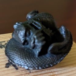 19th Or Early 20tb Century Japanese Coiled Dragon Bronze Scroll Weight