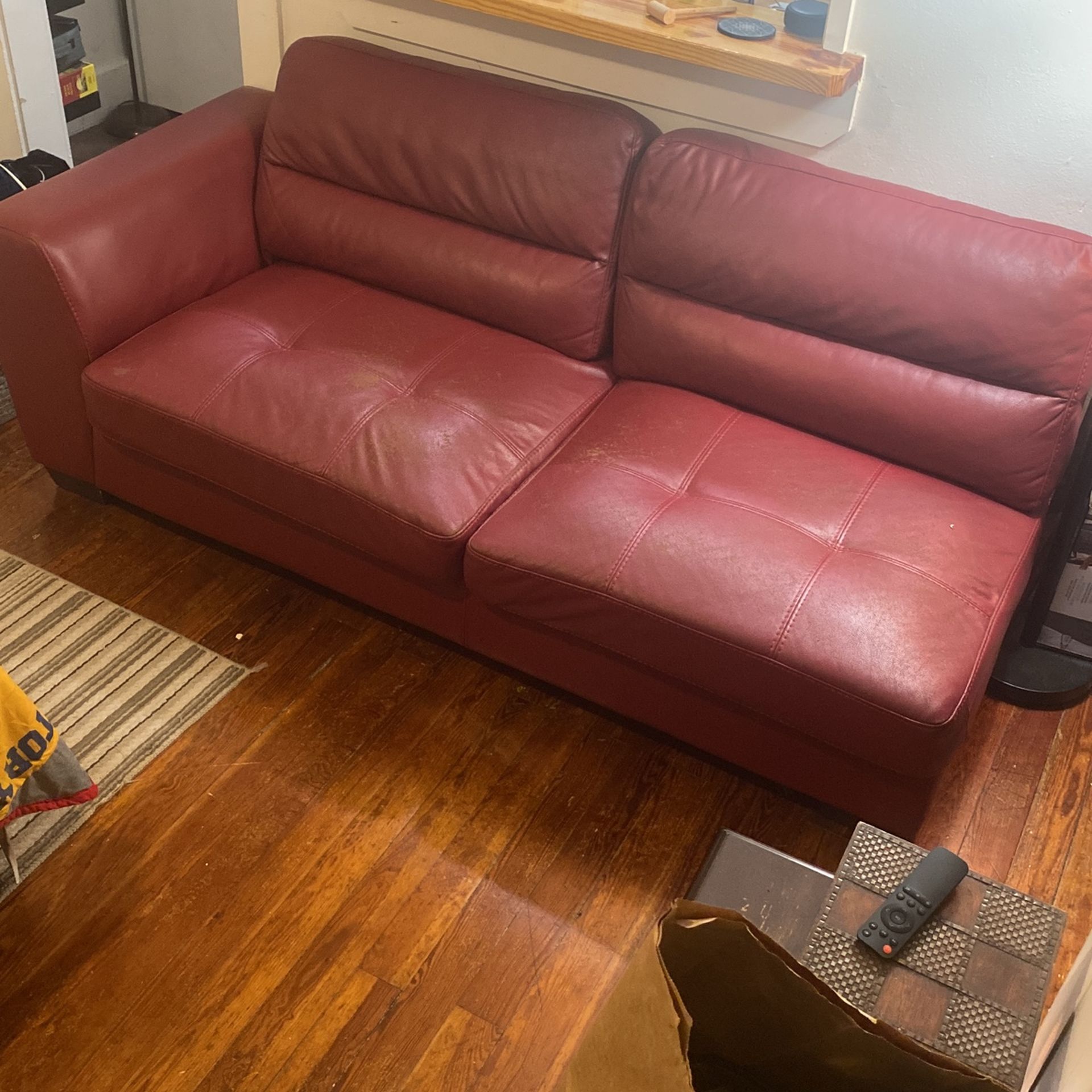 American Red Leather Sofa