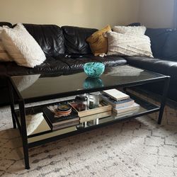 Mirror and Glass Two Tier Coffee Table