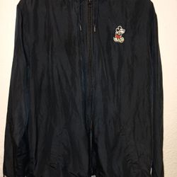 Official Disney Parks Mickey Mouse Black Zip Up Hooded Windbreaker Jacket