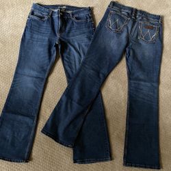 2 Pairs Womens Western Bootbarn Wranglers Bootcut Jeans ($10 Each)