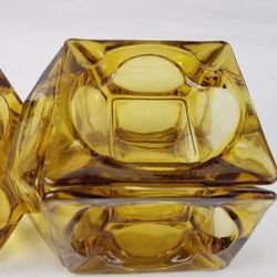 MCM 6 Amber Glass Ashtray Vase Candle Holder /  Vase Mid Century Modern Handmade