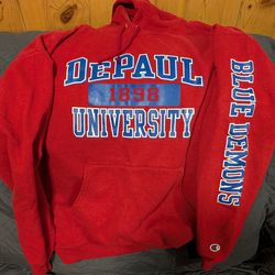 DePaul University Vintage Champion Blue Demons hoodie sweater size XL