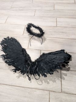Black Feather Angel Wings and Halo Set